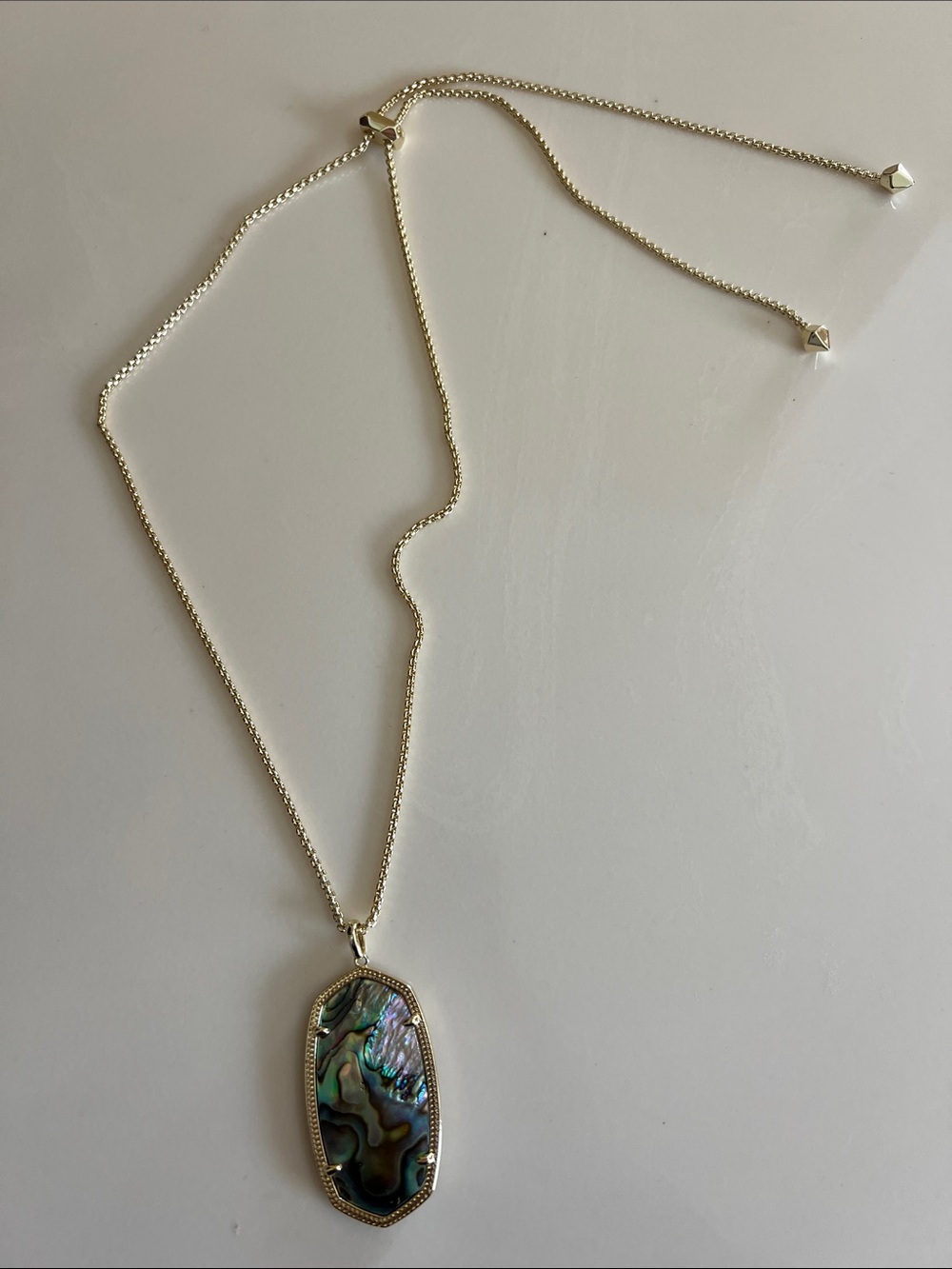 Kendra Scott Abalone Pendant Necklace - Iridescent Green Blue with Gold Tone